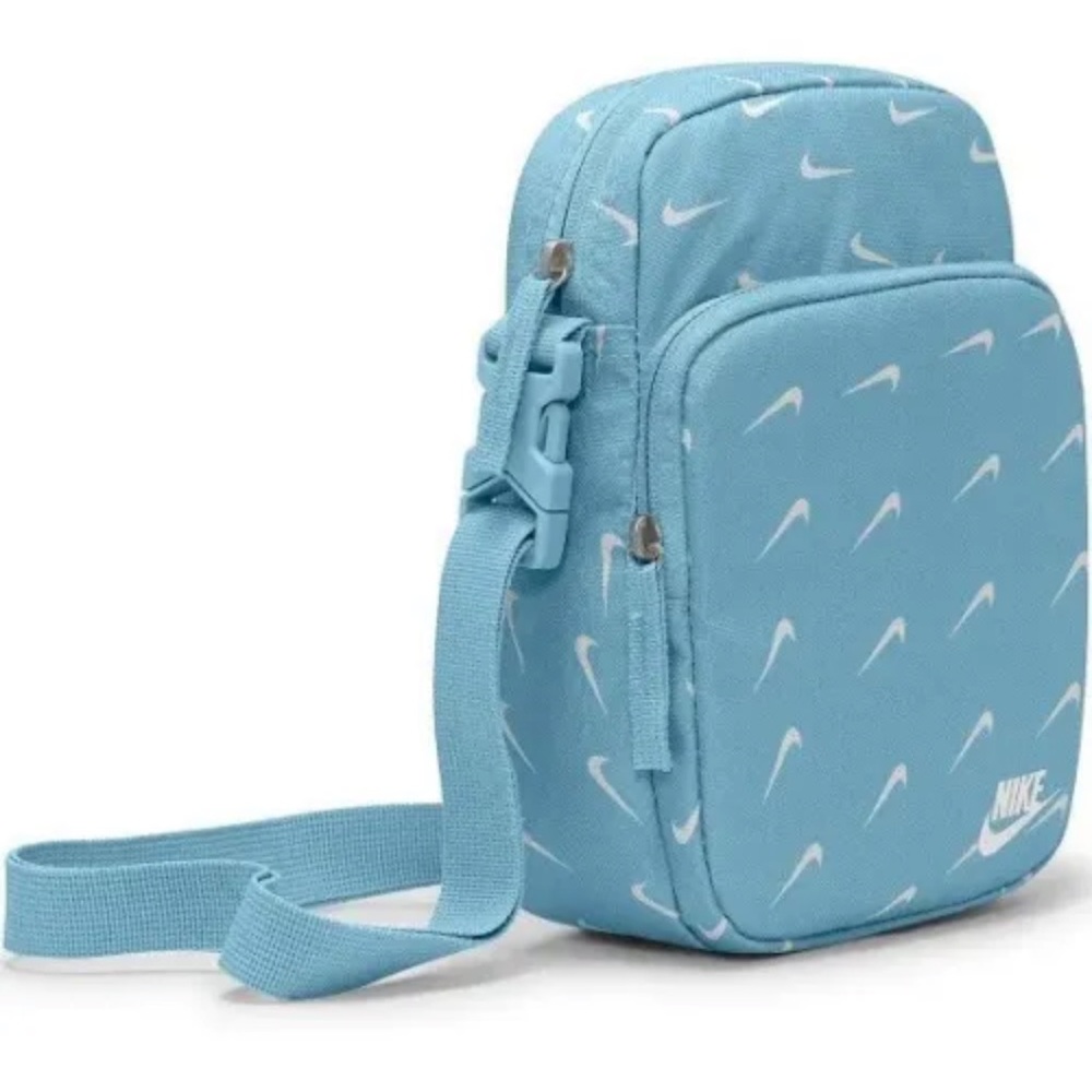 Blue Nike crossbody purse.
